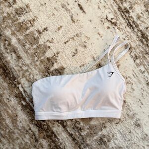 Gymshark White Asymmetric One-Shoulder Sports Bra